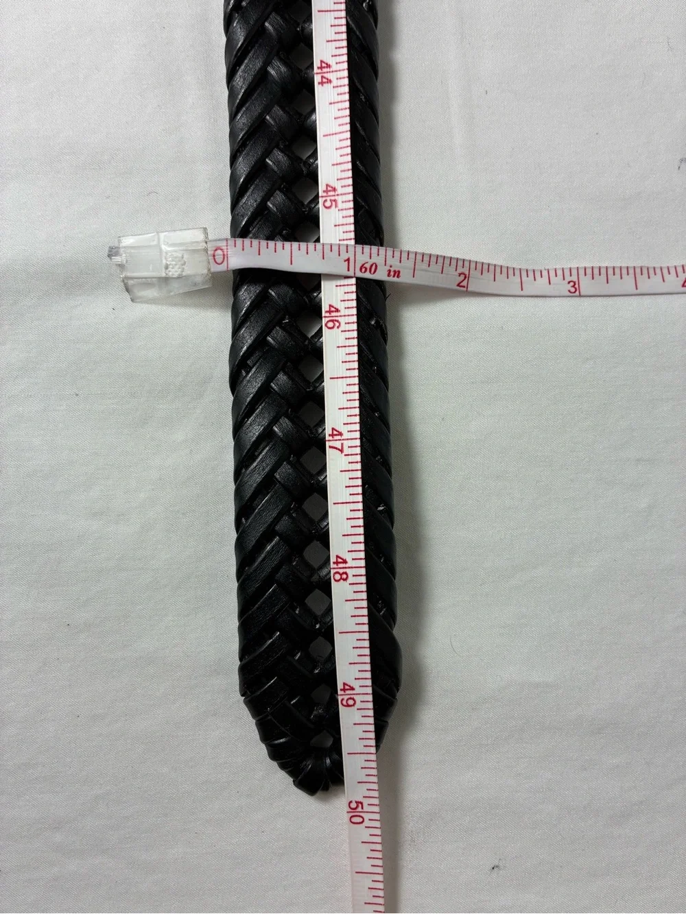 Dockers Mens Belt Sz 44 Braided Black Leather with Brass Buckle